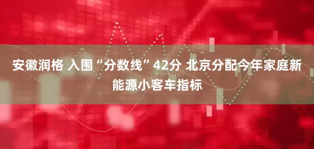 安徽润格 入围“分数线”42分 北京分配今年家庭新能源小客车指标